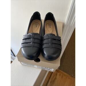 Clarks Collection Carleigh Black Leather Slip On Loafers Woman’s Size 10M